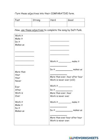 Lyric song - comparatives