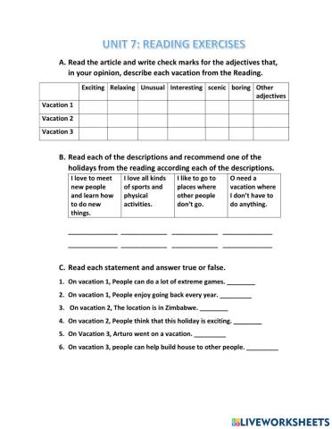 U7 Reading Exercise (L2)