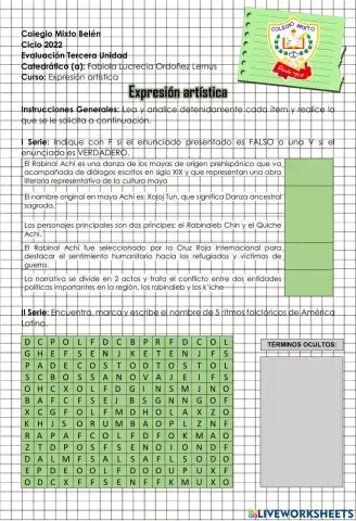 Evaluación III Bimestre - Expresión Artística
