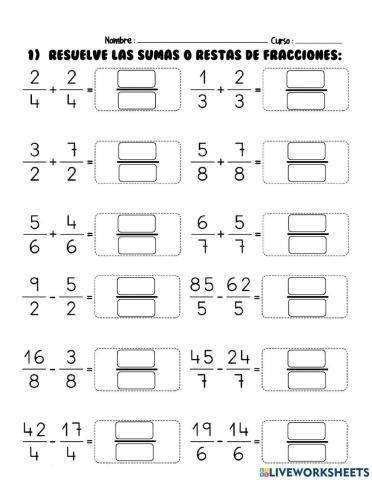 Suma y resta de fracciones