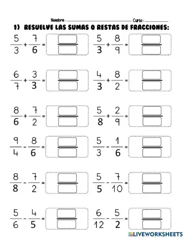 Suma y resta de fracciones de diferentes denominador