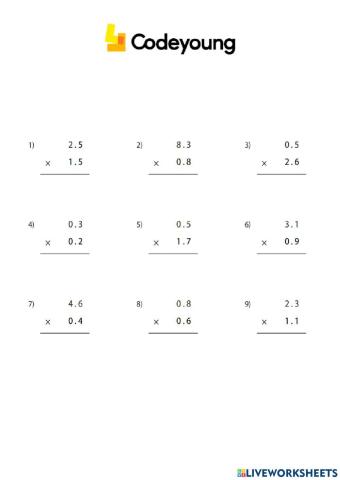 Multiplication of Decimals Concept Application