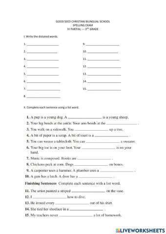 Consonant patterns Exam