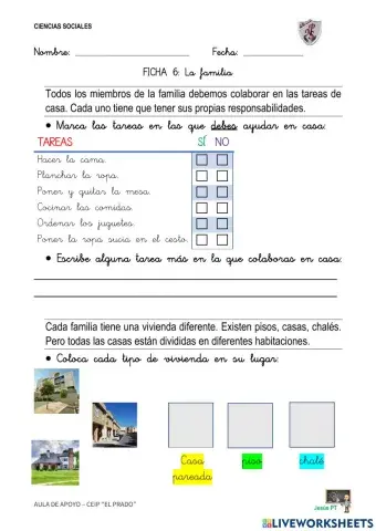 Ficha 6 La familia-1EP-Ciencias Sociales