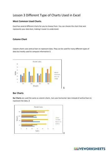 Lesson 3 different Types of Charts used in Excel