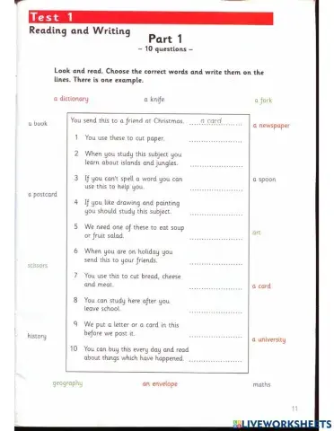 Flyer - Test 1 - Book 1 - Reading&Writing