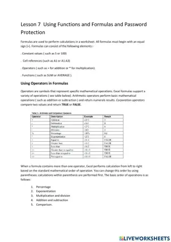 Lesson 7   Using Functions and Formulas