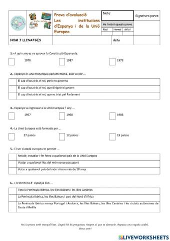 Institucions UE, Espanya i CCAA