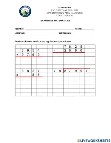 Examen matematicas
