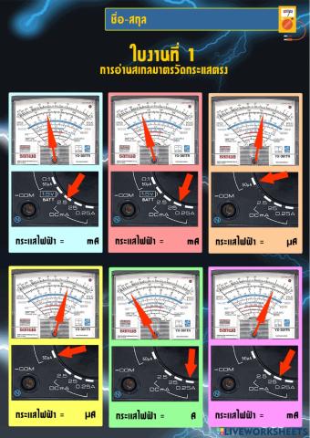 การอ่านสเกลมาตรวัดกระแสไฟฟ้ากระเเสตรง