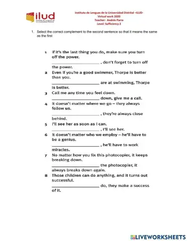 Conjunctions: whatever, whoever, whenever,wherever, however