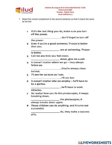 Conjunctions: whatever, whoever, whenever,wherever, however