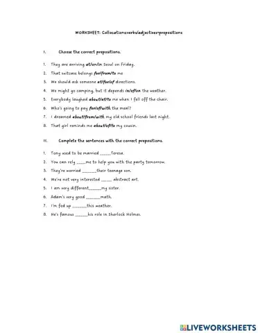 Prepositions collocations