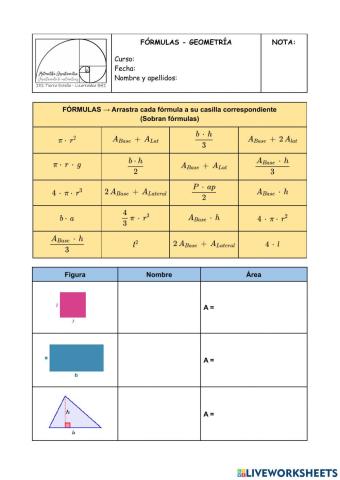 Fórmulas áreas y volúmenes