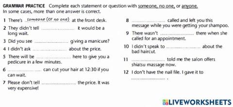 Someone, anyone, no one