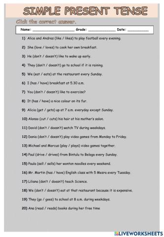 Present simple - positive - negative form