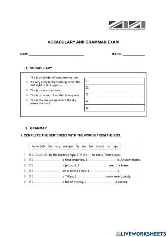 Writing and Vocabulary Test Y6A U9