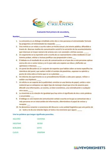 Evaluacion Lengua española