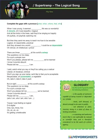 Relative pronouns with Supertramp