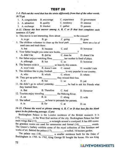 Bộ đề 10 -Lưu Hoằng Trí- Test 28