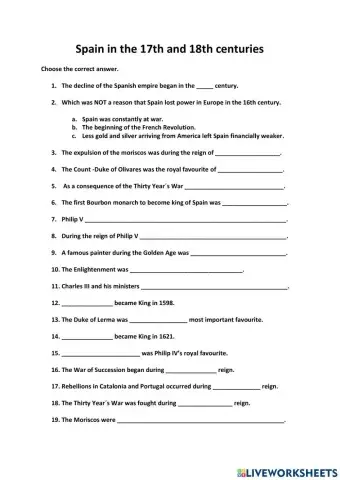 Spain in the 17th and 18th centuries