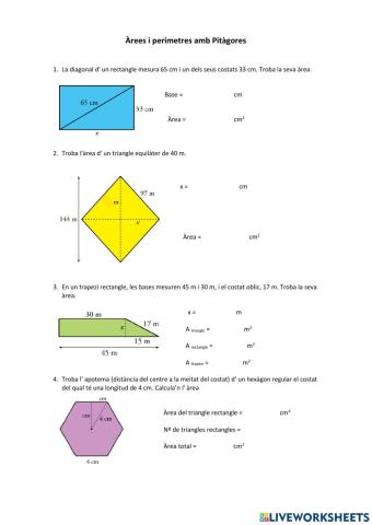 Àrees de figures planes amb Pitàgores