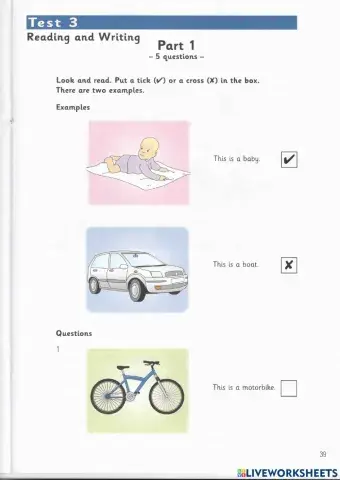 Starters - Test 3 - Book 1 - Reading+Writing