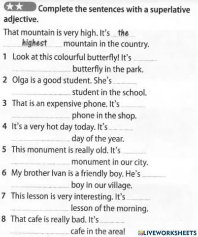 Language focus - Superlative adjectives