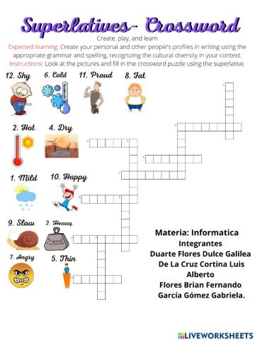 Superlatives- Crossword
