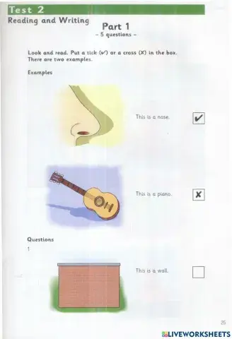 Starter - Test 2 - Book 3 - Reading + Writing