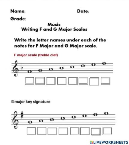 Writing F and G Major Scales