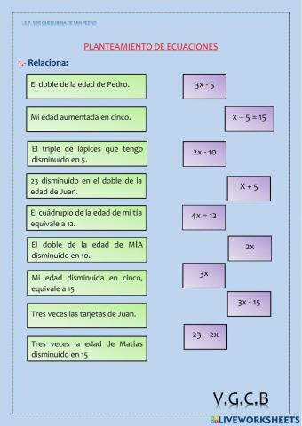 Plantemainto de ecuaciones