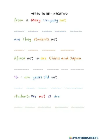 Ordena las oraciones negativas