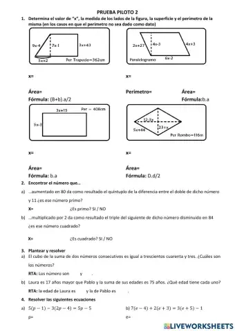 Prueba Piloto de Ecuaciones 2