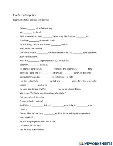 Das Präteritum mit haben und sein