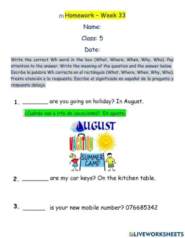 (5) Present Simple with other verbs, Wh Questions