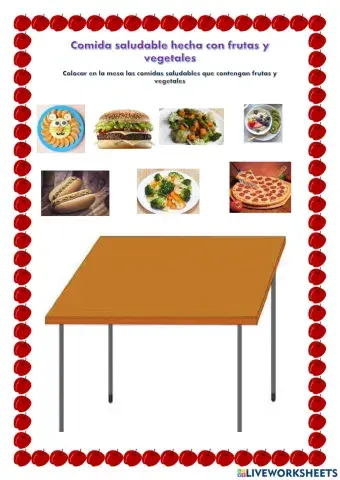 Comida saludable hecha con frutas y vegetales