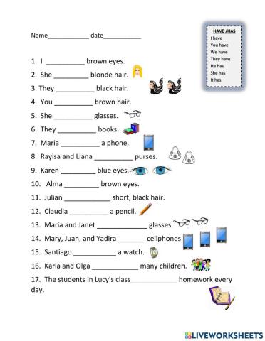 Unit 3.3.1 Simple Present Tense Have or Has