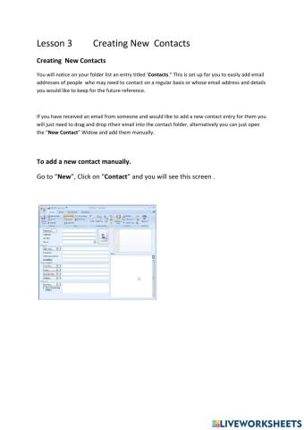 Lesson 3 Creating New Contacts
