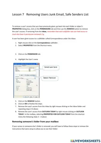 Lesson 7   Removing Users Junk Email, Safe Senders List