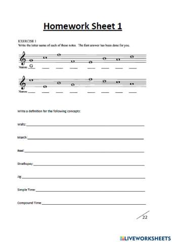 S3 Homework Sheet One - Scottish Music