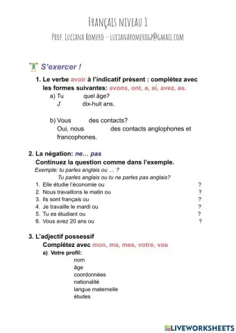 Les adjectifs possessifs