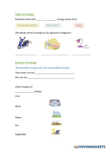 Types of energy and machines