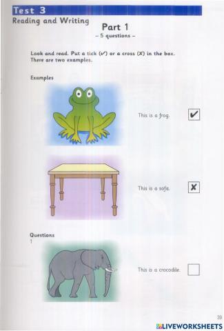 Starters - Test 3 - Book 4 - Reading + Writing