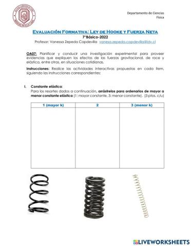 Fuerza elástica y Fuerza Neta