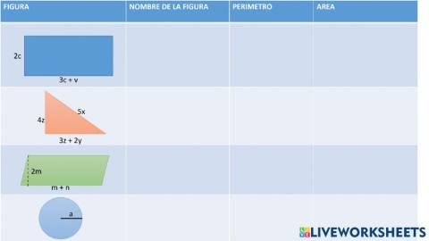 Perimetro y area con expresiones