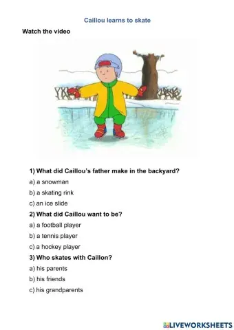 Caillou learns to skate