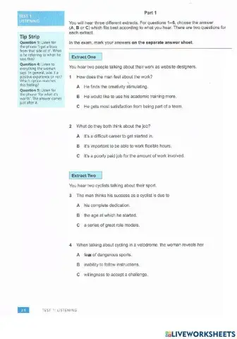 Listening test 1 - advanced