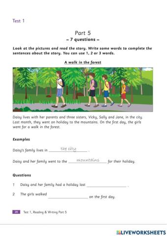 Mover test 1 reading and writing part 5-6
