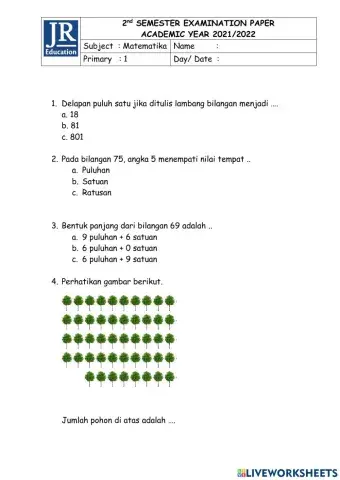 2nd fsemester 2022 Matematika Jimmy Huang